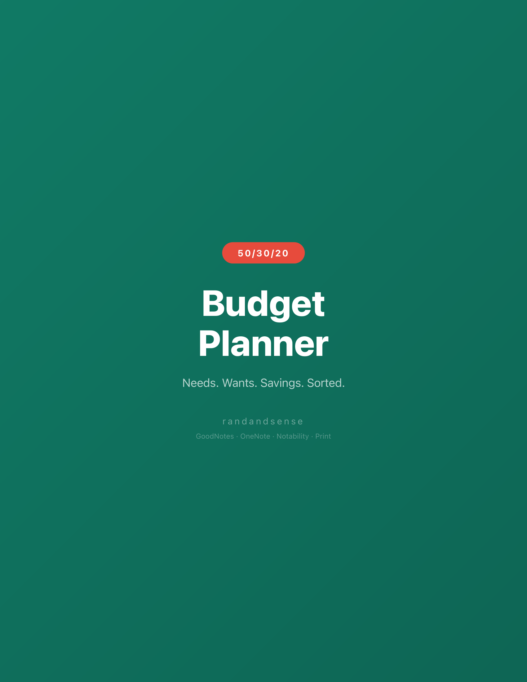 50/30/20 Budget Planner