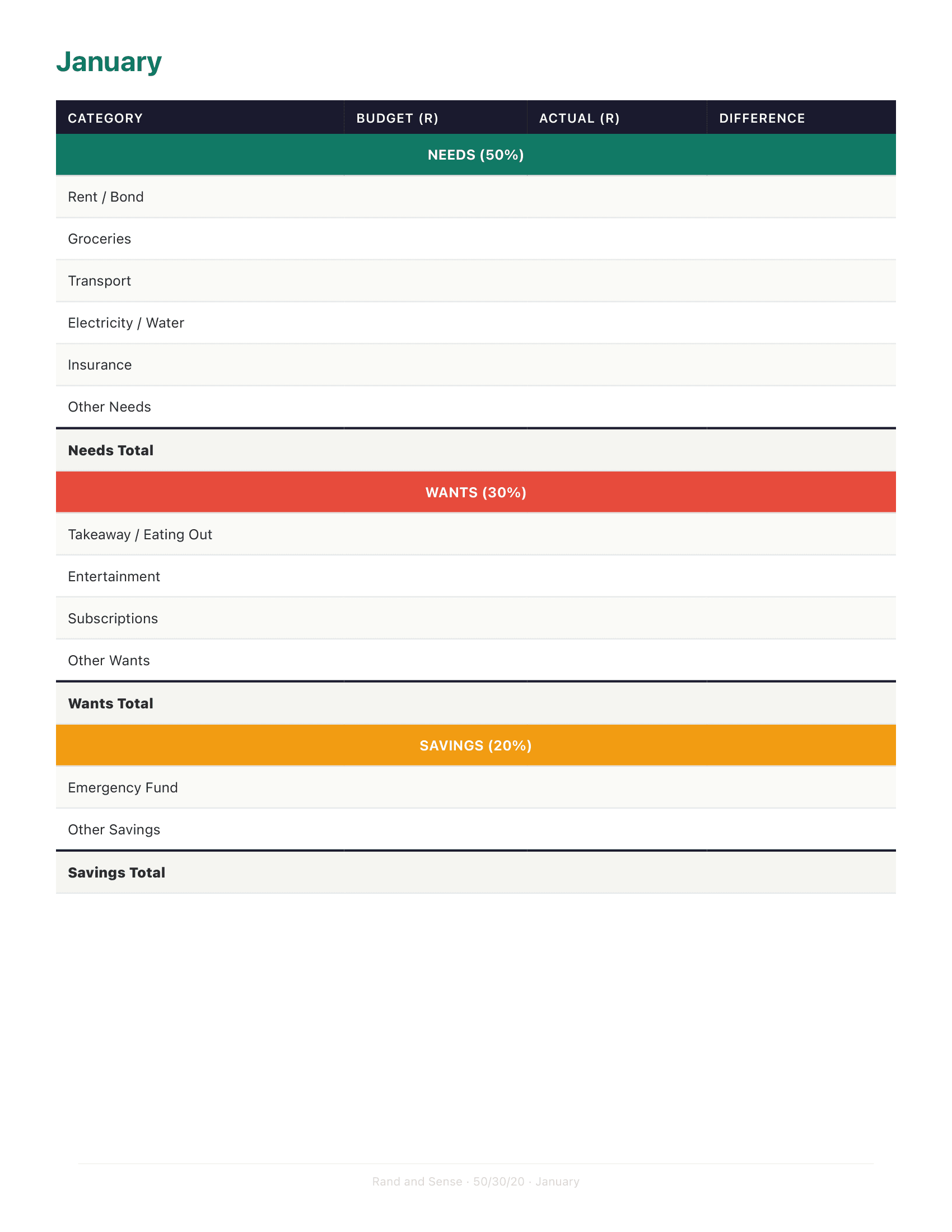 50/30/20 Budget Planner — thumbnail 3